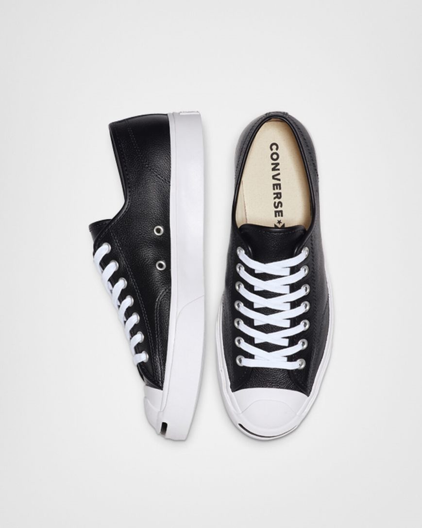 Dámské Boty Nízké Converse Jack Purcell Læder Černé Bílé | CZ XDHE87